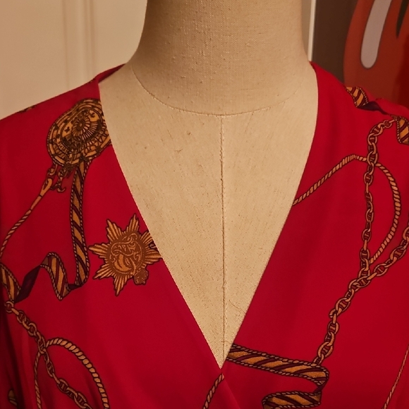 Ralph Lauren Black Label Red Midi Dress with Black Accent - Picture 2 of 11